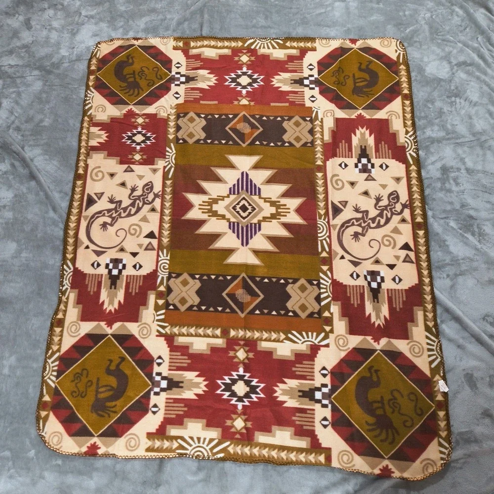 Canyon Sky Southwest Throw Blanket  48x60 Gecko Kokopelli Fleece‎ Southwest New